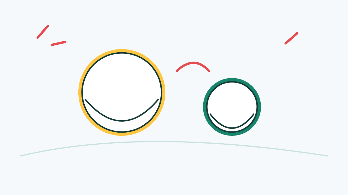 Two frame drums of different sizes, an editorial illustration of learning together.