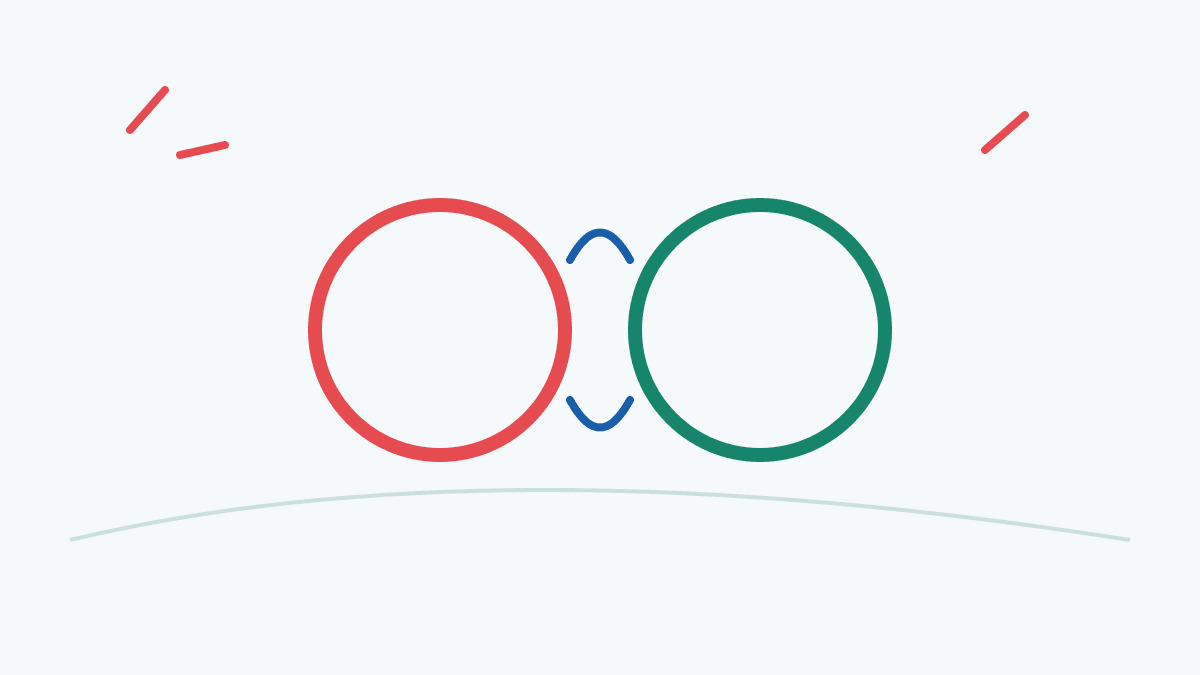 Two distinct circles linked by short curves, an editorial illustration of cultural connections.