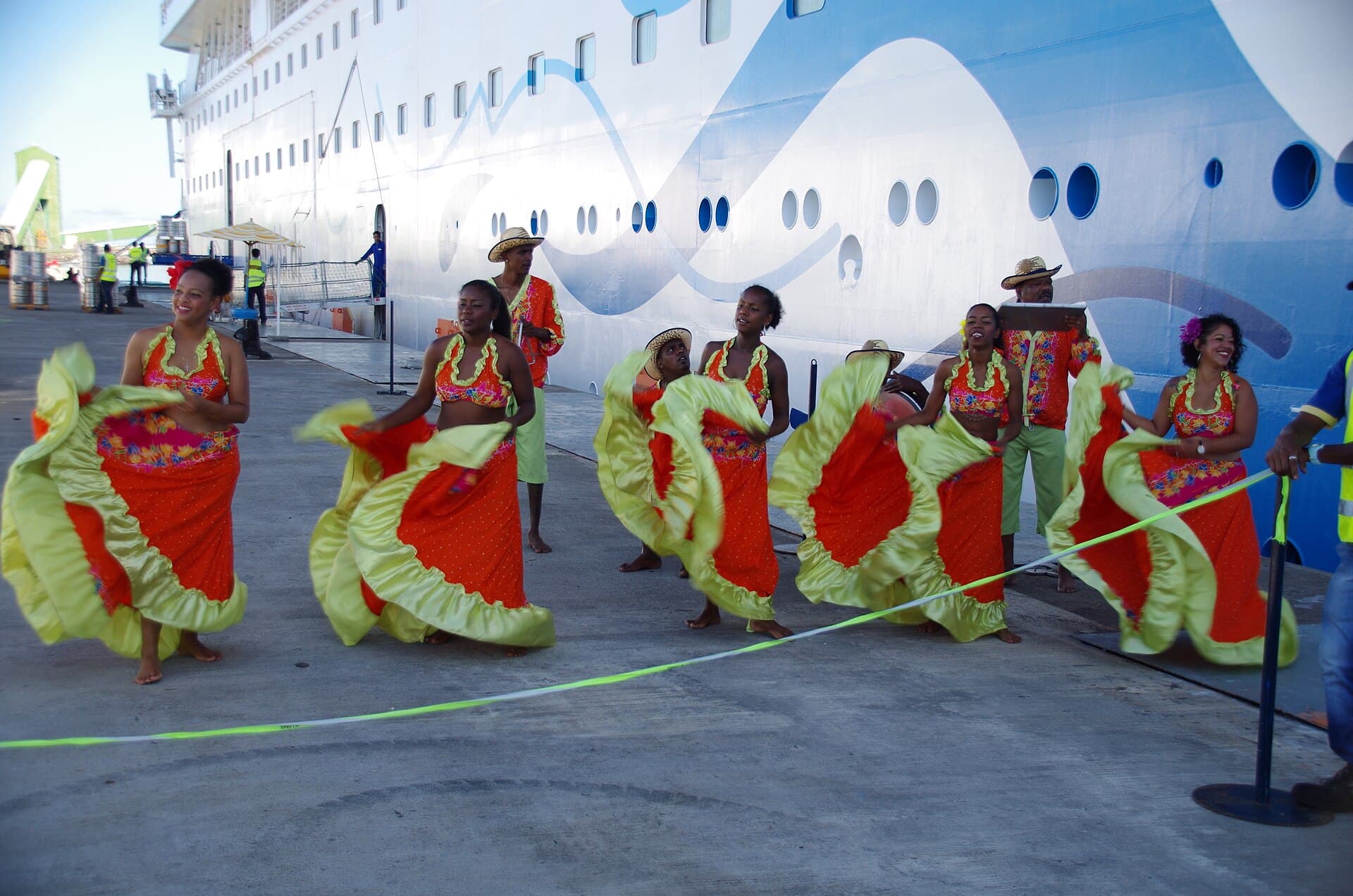 Sega dancers and musicians performing in Mauritius